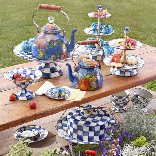 Royal Check Enamel Compote - Small