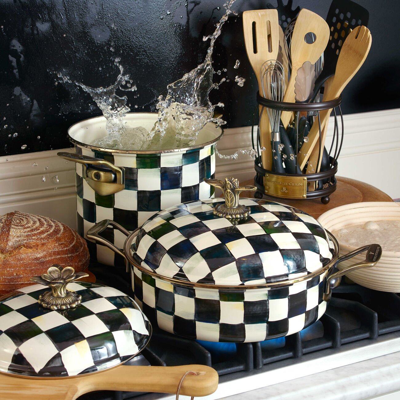 Mackenzie-Childs Courtly Check Enamel 5 Qt. Casserole