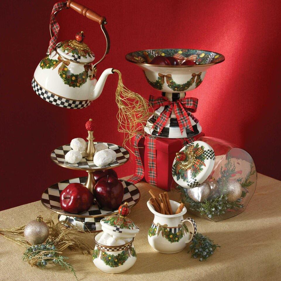 Courtly Check Enamel Two Tier Sweet Stand