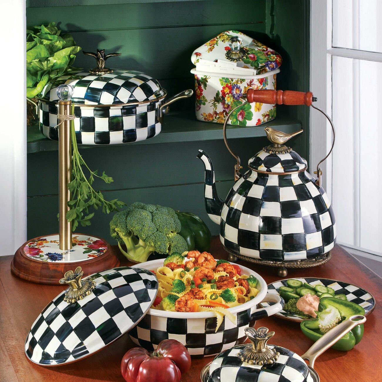 Mackenzie-Childs Courtly Check Enamel 5 Qt. Casserole
